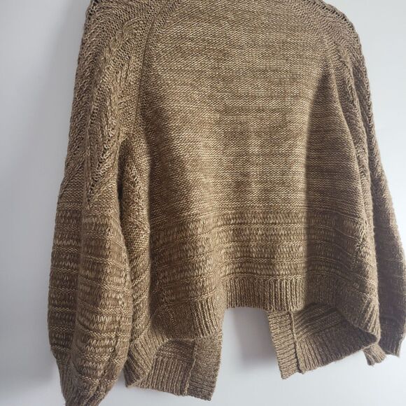 Lucky Brand Open Front Sweater XS Womens Long Sleeve Brown Chunky Knit Top - Picture 10 of 10